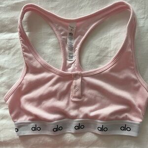 Alo Yoga cotton ribbed racer back sports bra - PINK